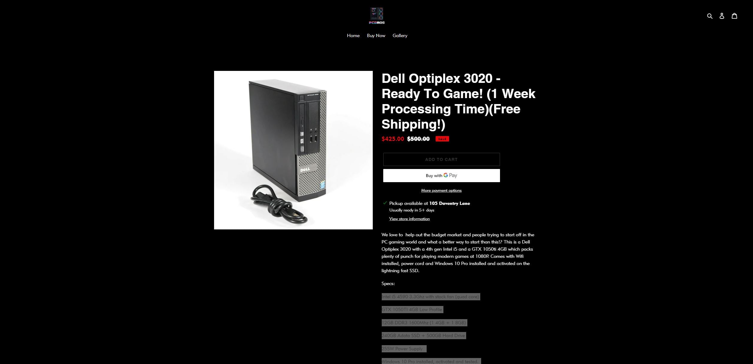 $400 Dell Gaming PC With Free Shipping!